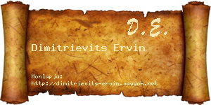 Dimitrievits Ervin névjegykártya